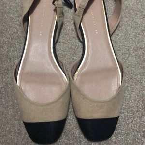 Colour block sling back flats